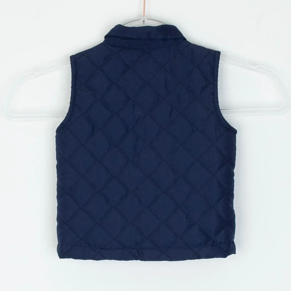 7 For‎ All Mankind Kids Quilted Vest Top Collared Button Front Navy Size 12M